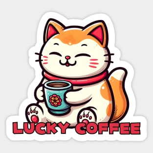Maneki Neko Coffe cat Sticker